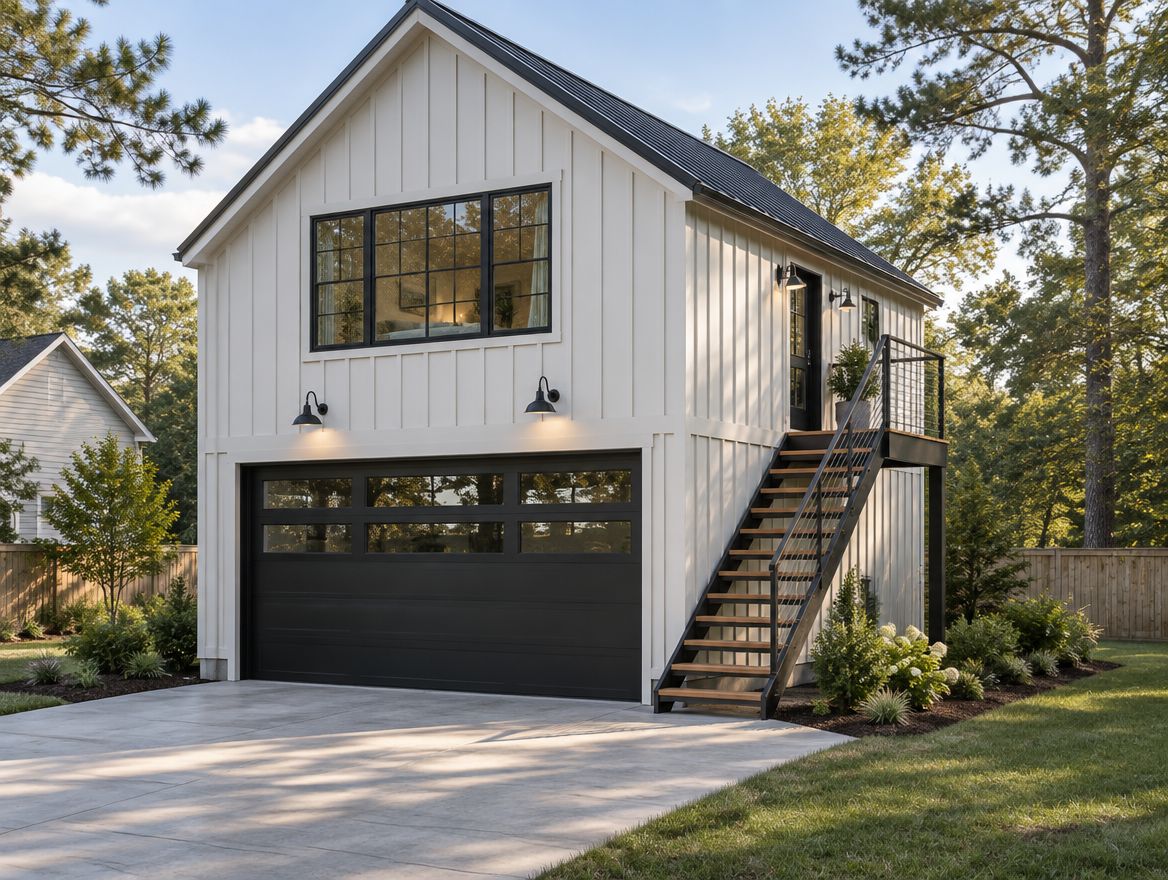 Concept rendering of a garage with an apartment above